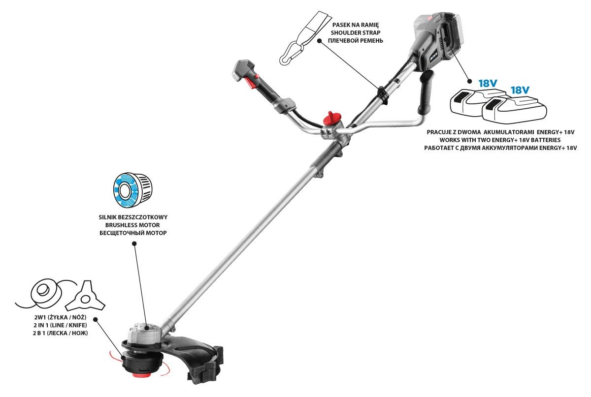 Bežična Kosilica GRAPHITE ENERGY+ 36V bez baterije (350 mm, bez četkica)-1