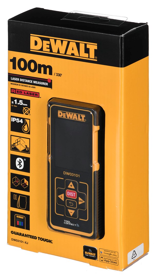 Laserski mjerač udaljenosti DEWALT DW03101 (Crna, Žuta, 100 m)-8