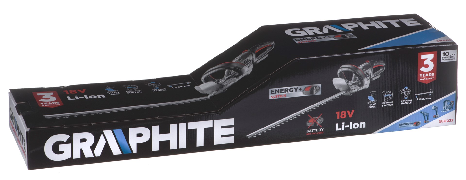 Akumulatorski trimer za živicu GRAPHITE Energy+ 58G029 (18V, 510mm, bez baterije)-2