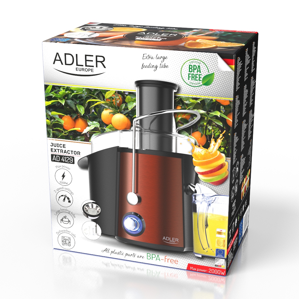 Sokovnik ADLER AD 4129 (1000 W, Inox sito, Spremnik za pulpu 2 l)-10