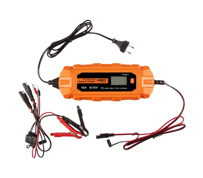Automatski punjač akumulatora NEO TOOLS 11-893-1 (6V/12V, 10A, 160W, 3-200Ah, STD/AGM/GEL/LiFePO4)-0