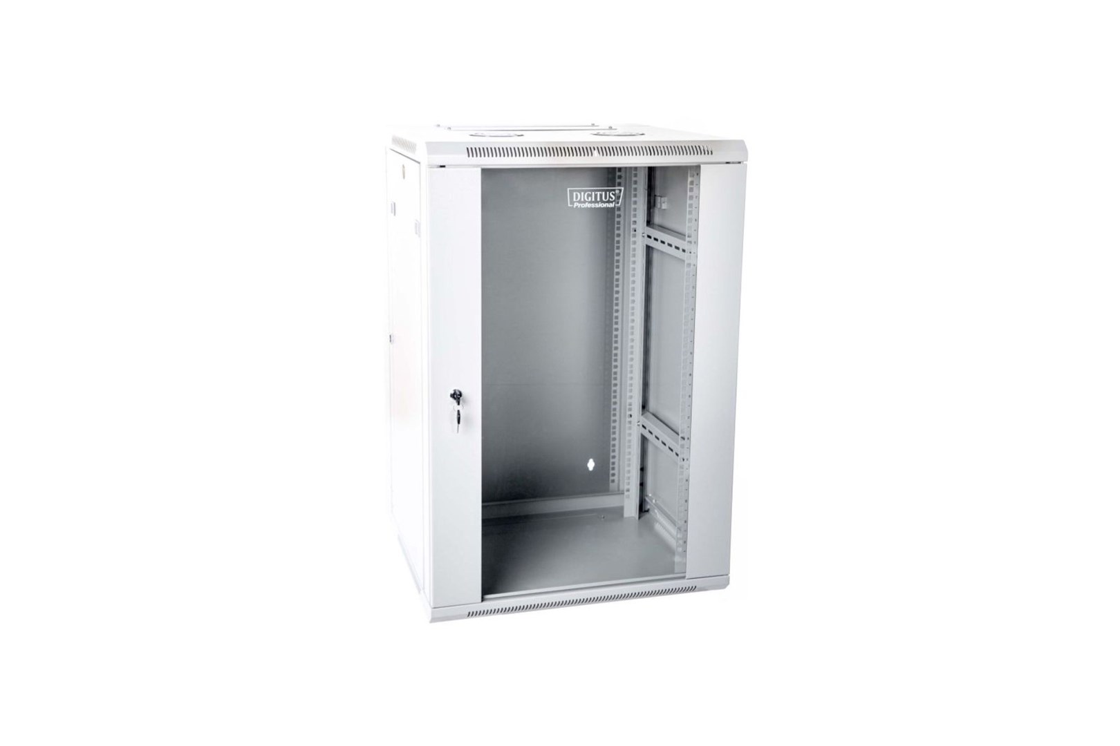 Mrežni ormar za montažu na zid DIGITUS 19" 12U Rack 600x600 (staklena vrata, siva, preklopna, podijeljena, nosivost 60kg)-1
