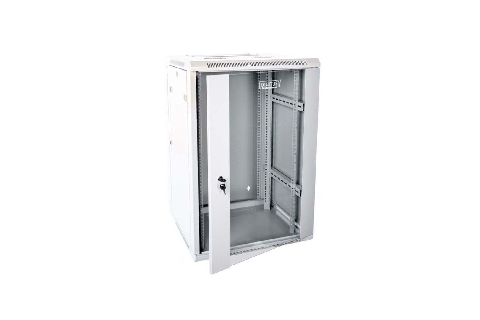 Mrežni ormar za montažu na zid DIGITUS 19" 12U Rack 600x600 (staklena vrata, siva, preklopna, podijeljena, nosivost 60kg)-3