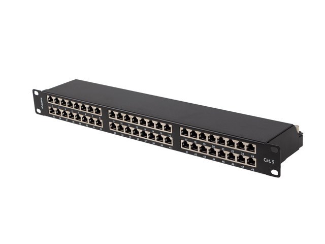 Patch panel LANBERG PATCH PANEL 48 PORT 1U 19" CAT.5E FTP SHIELDED BLACK (48 portova, 1U, 19", Cat.5e, FTP, oklopljen, crna)-0
