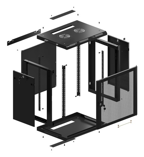 Zidni rack ormar LANBERG 19" 12U 600x450mm (flat pack, perforirana vrata)-13