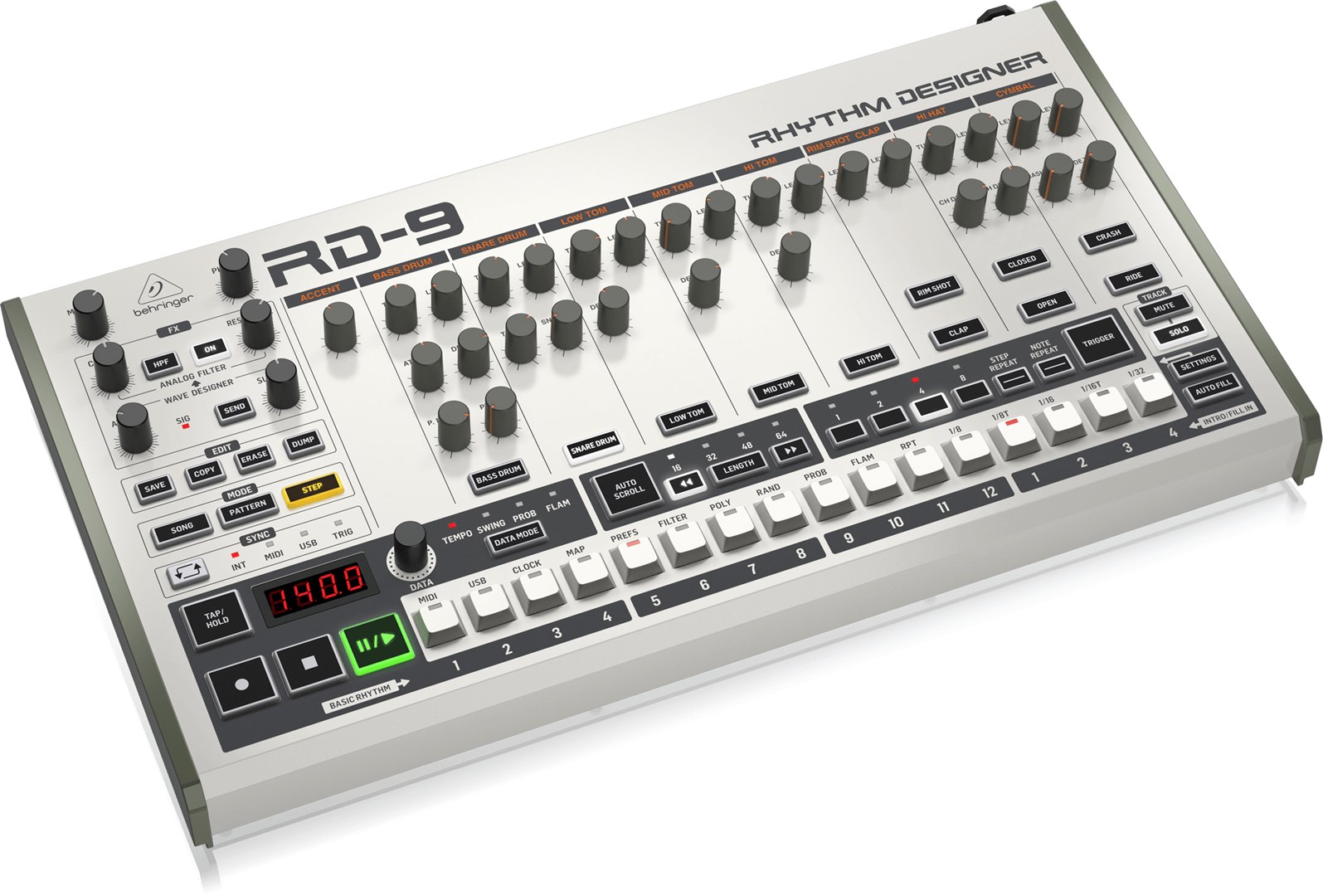 Ritam mašina BEHRINGER RD-9 (analogna, 11 zvukova, 64-step sekvencer, Wave Designer)-2