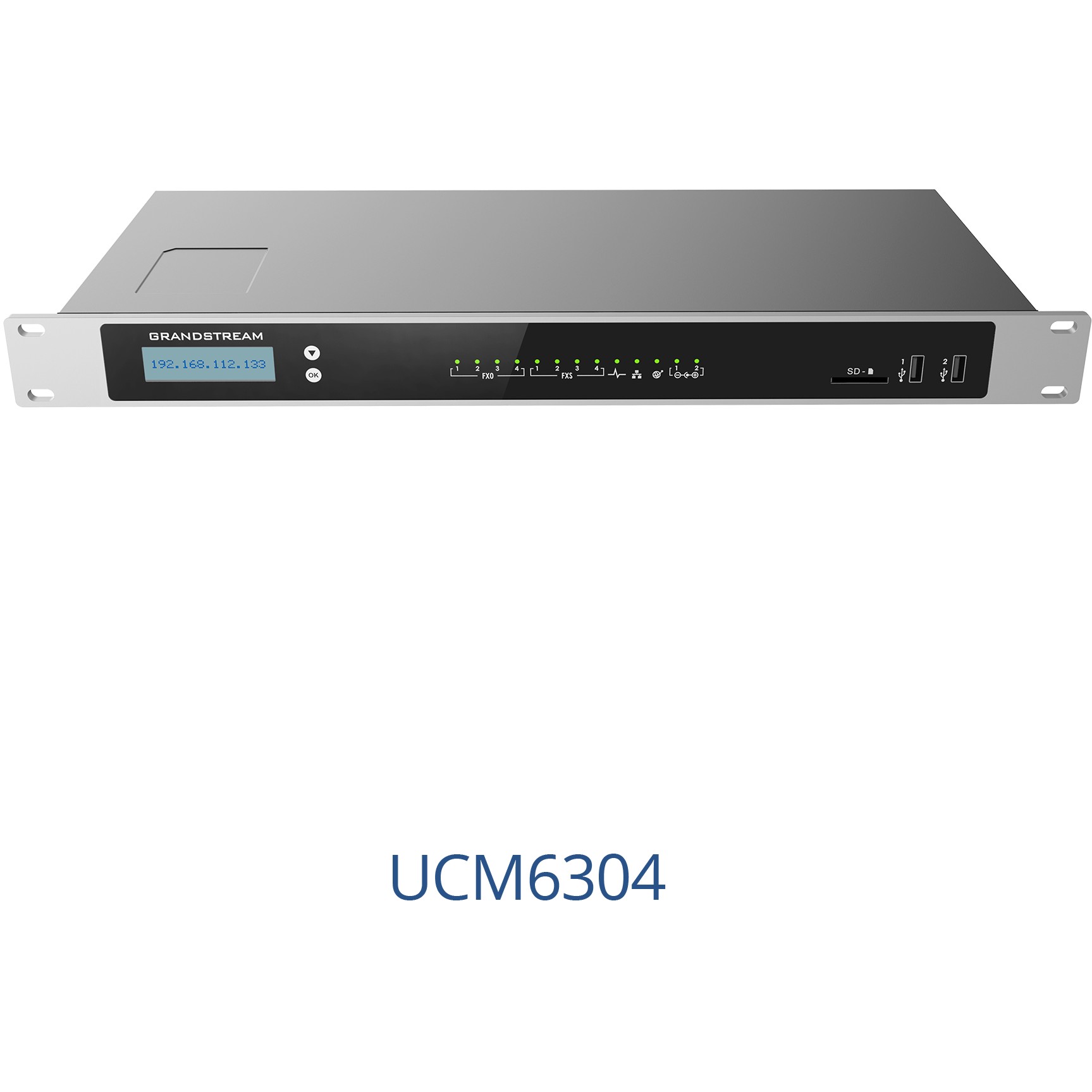 Centralna telefonska stanica GRANDSTREAM UCM6304 (4 FXO, 2 FXS, 2 Gigabitne mrežne priključnice, 500 korisnika, crna)-0