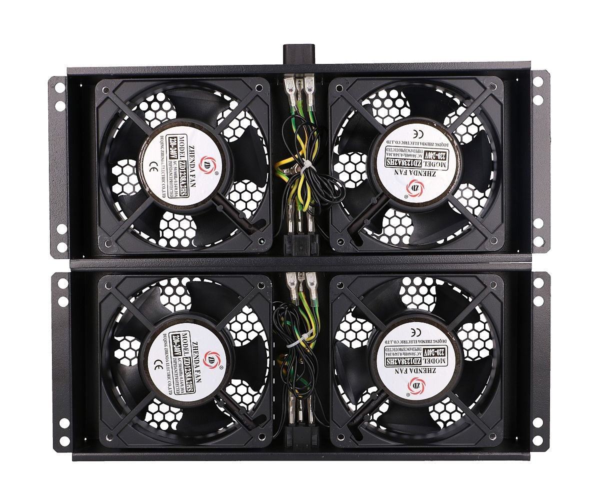 Ventilator EXTRALINK za osnovni ormar, 4 ventilatora, metalno kućište, crna boja, 2m EU kabel