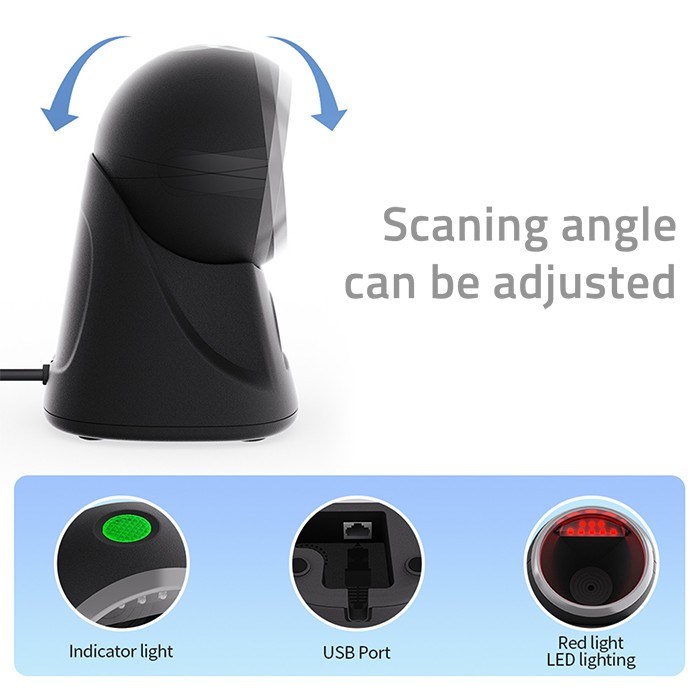 Qoltec Desktop Precision Reader 1D Barcode & QR Scanner | 2D-1