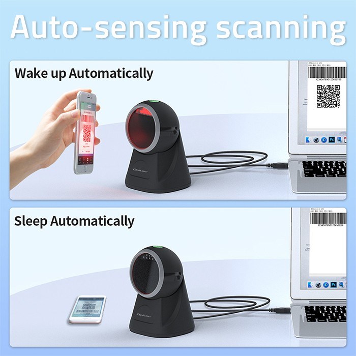 Qoltec Desktop Precision Reader 1D Barcode & QR Scanner | 2D-3