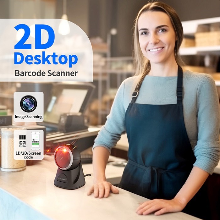 Qoltec Desktop Precision Reader 1D Barcode & QR Scanner | 2D-8