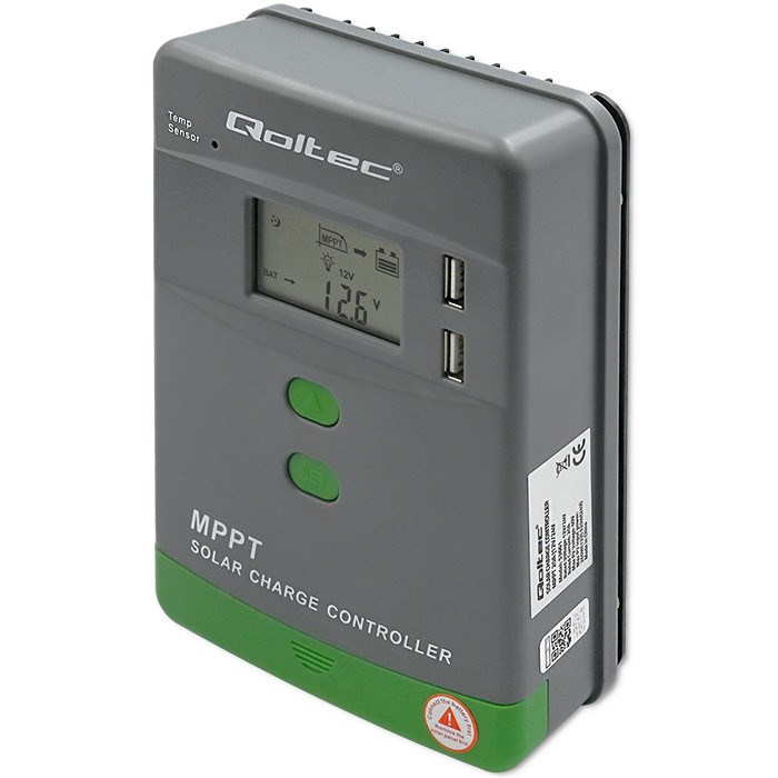 Solarni regulator punjenja QOLTEC MPPT 20A (12V/24V, LCD, 2x USB, Senzor temperature)-8