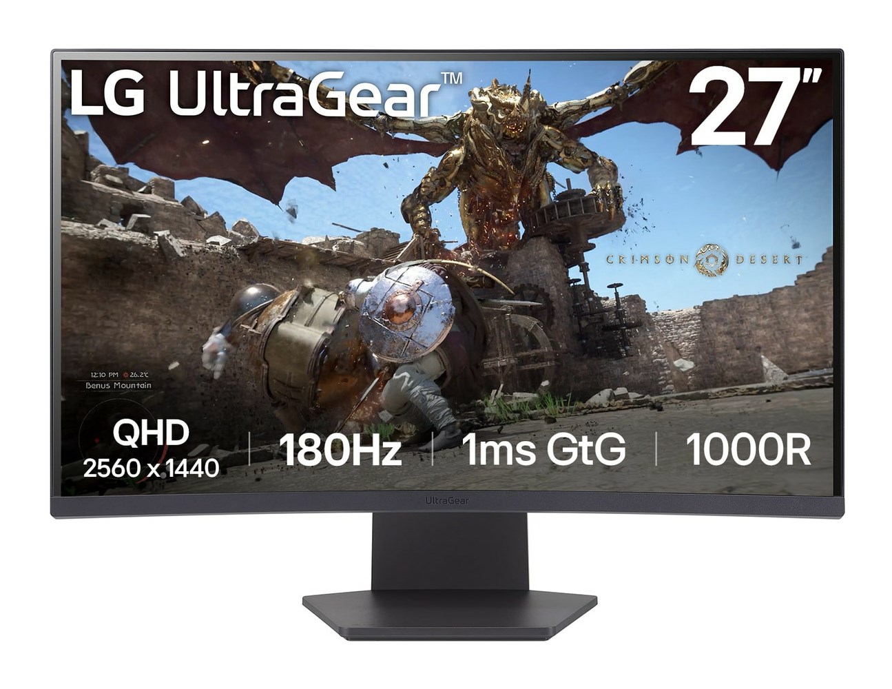 Monitor LG UltraGear 27GS60QC-B (27", QHD, VA, zakrivljeni, 180Hz, 1ms, HDR10, G-Sync, FreeSync Premium) crni-0