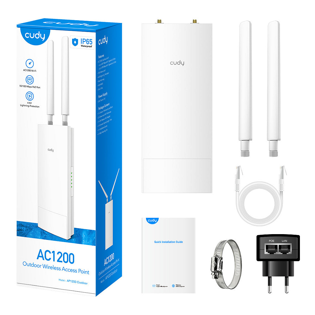 Amplifier CUDY RE1200 Outdoor WiFi 5 AC1200 1xLAN Passive PoE-9