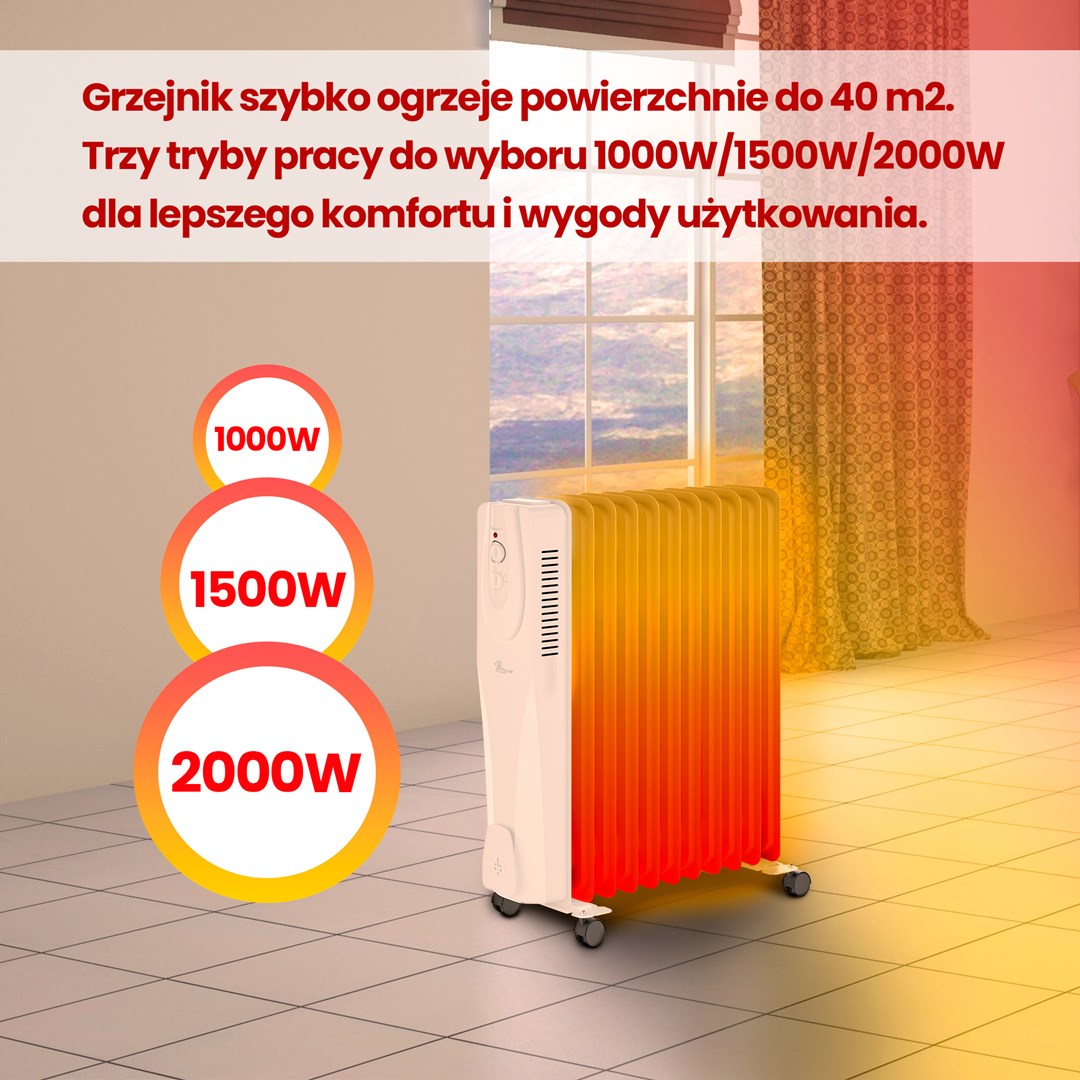 Extralink NY-25W1 | Electric oil-filled radiator | 2500W, 11 ribs-10