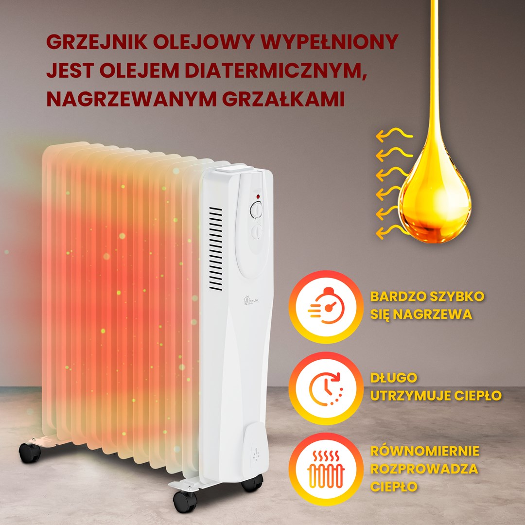 Extralink NY-25W1 | Electric oil-filled radiator | 2500W, 11 ribs-12