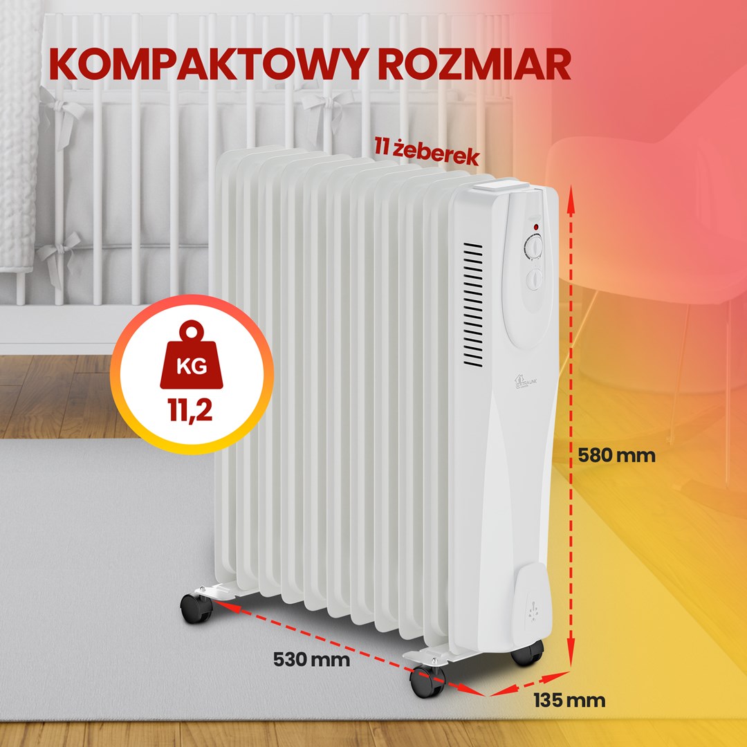 Extralink NY-25W1 | Electric oil-filled radiator | 2500W, 11 ribs-14