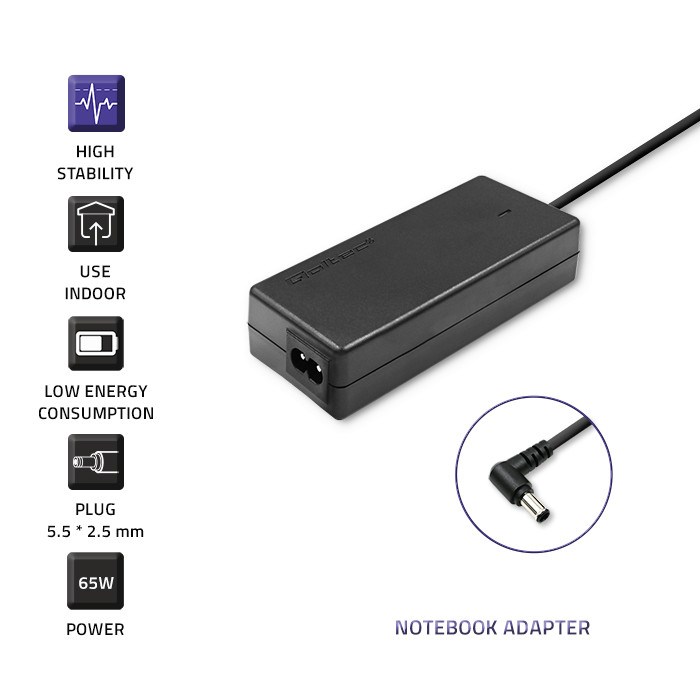 Adapter QOLTEC 50073 65W Indoor Crna boja-2