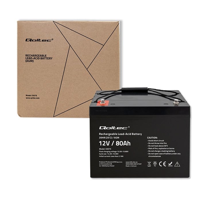 AGM baterija QOLTEC 53075 (12V, 80Ah, 23.5kg)-1