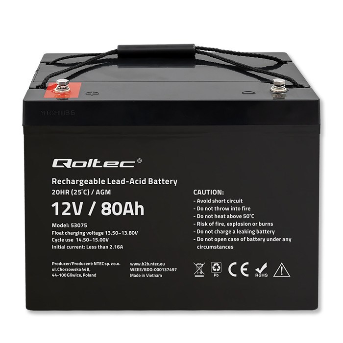 AGM baterija QOLTEC 53075 (12V, 80Ah, 23.5kg)-3