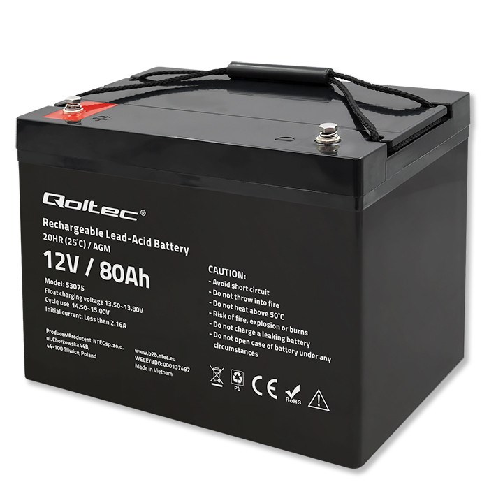 AGM baterija QOLTEC 53075 (12V, 80Ah, 23.5kg)-5