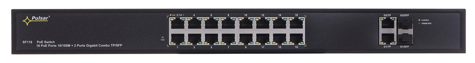 Mrežni switch PULSAR SF116 (16x PoE 10/100, 2x Gigabit, 2x SFP, Managed, 1U)-7
