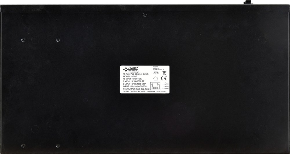 Mrežni switch PULSAR SF116 (16x PoE 10/100, 2x Gigabit, 2x SFP, Managed, 1U)-4