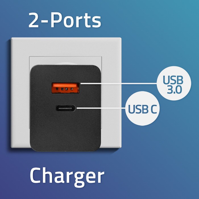 Punjač QOLTEC 52382 GaN POWER PRO 100W 5-20V 1xUSB type C 1xUSB A crna boja-6