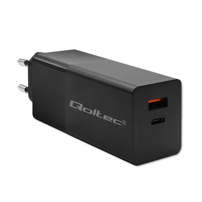 Punjač QOLTEC 52382 GaN POWER PRO 100W 5-20V 1xUSB type C 1xUSB A crna boja-5
