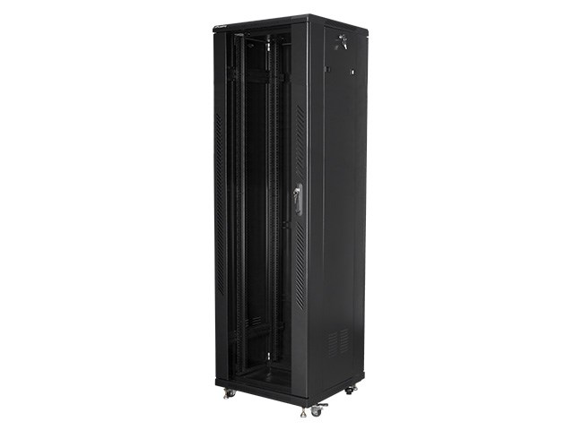 Slobodnostojeći ormar LANBERG 19" 42U 600X600 crni (kapacitet 800 kg, staklena prednja vrata, čelična stražnja vrata, visina 2047,5 mm)-1