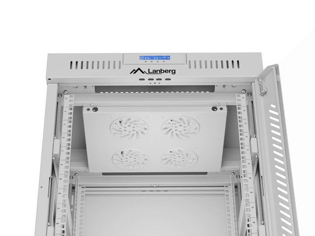 Stalak LANBERG RACK CABINET 19'' FREE STANDING 15U 600X600 (IP20, 2 ventilatora, 1200 kg maksimalna nosivost, sivi)-0
