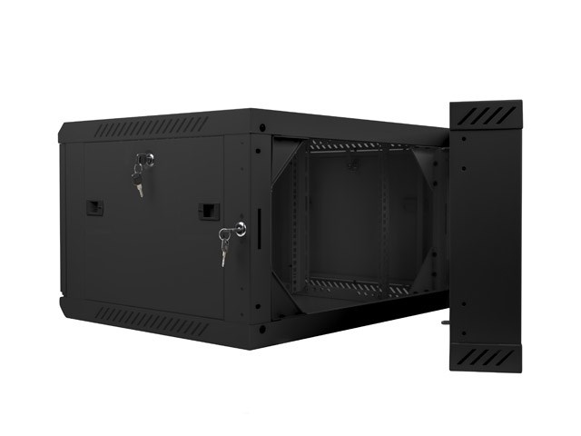Rack cabinet LANBERG WF02-6606-10B (rack capacity 6U, maximum weight capacity 60 kg, material stainless steel, front door construction tempered glass)-4