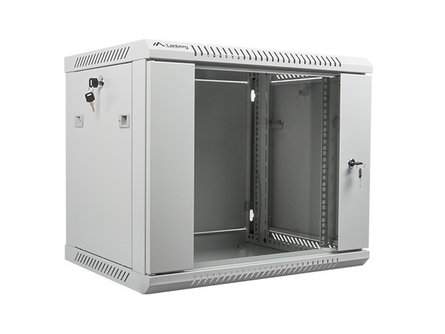 Ormar za ugradnju na zid Lanberg 19'' 9U 600x450mm sivi (staklena vrata)