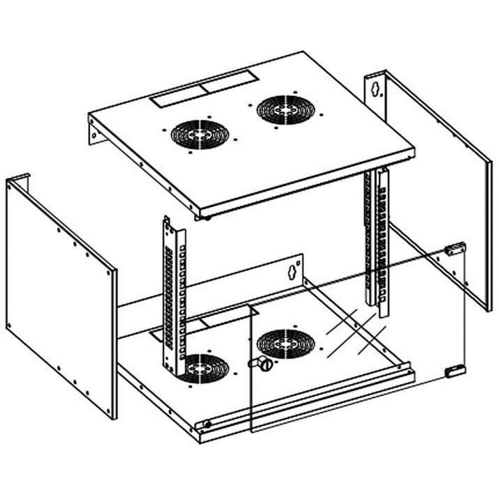 Zidni ormarić TECHLY I-CASE EL-1006B45 (19, 6U, D450, sastavljen) crni-3