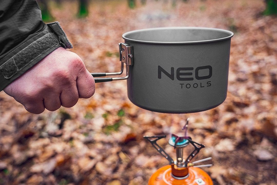 Pribor za jelo za kampiranje NEO TOOLS 63-145 (4-u-1, nehrđajući čelik, sklopivi)-0
