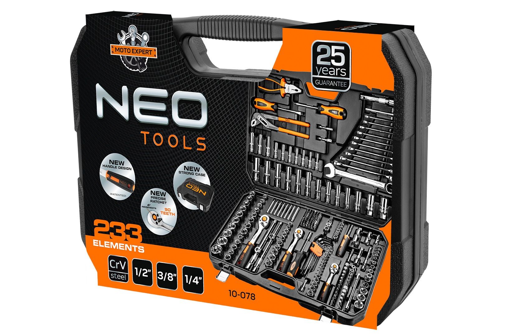 Set nasadnih ključeva NEO TOOLS 08-681 (1/2", 3/8", 1/4", 233 komada, CrV)-3