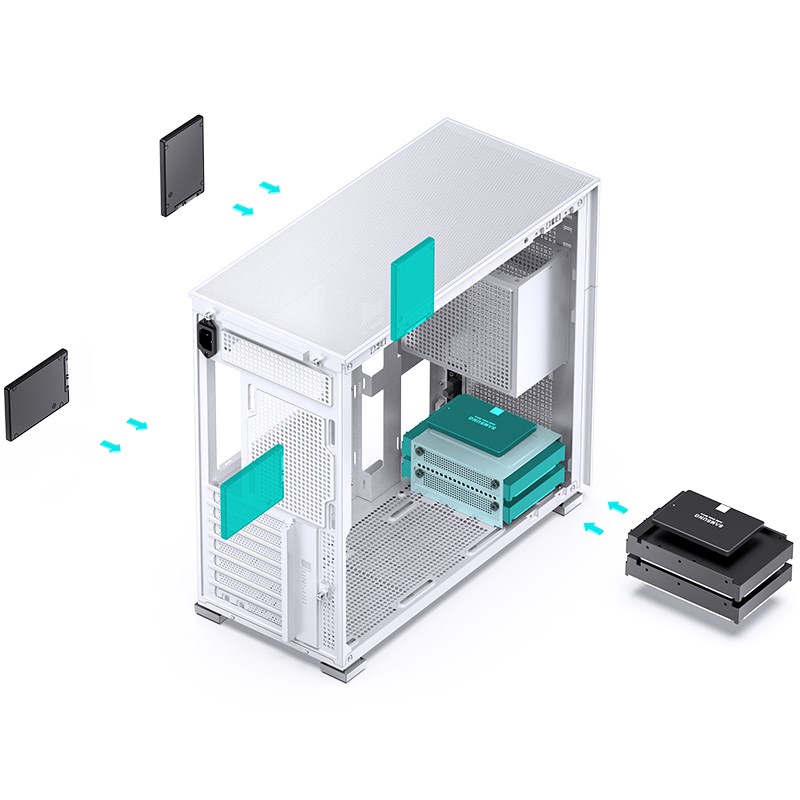 Kućište za računalo JONSBO D41 MESH ATX, staklo - bijelo (podržava ATX, micro ATX, Mini-ATX, 7 proširenih utora, USB 3.2 Gen 2 Type-C)-9
