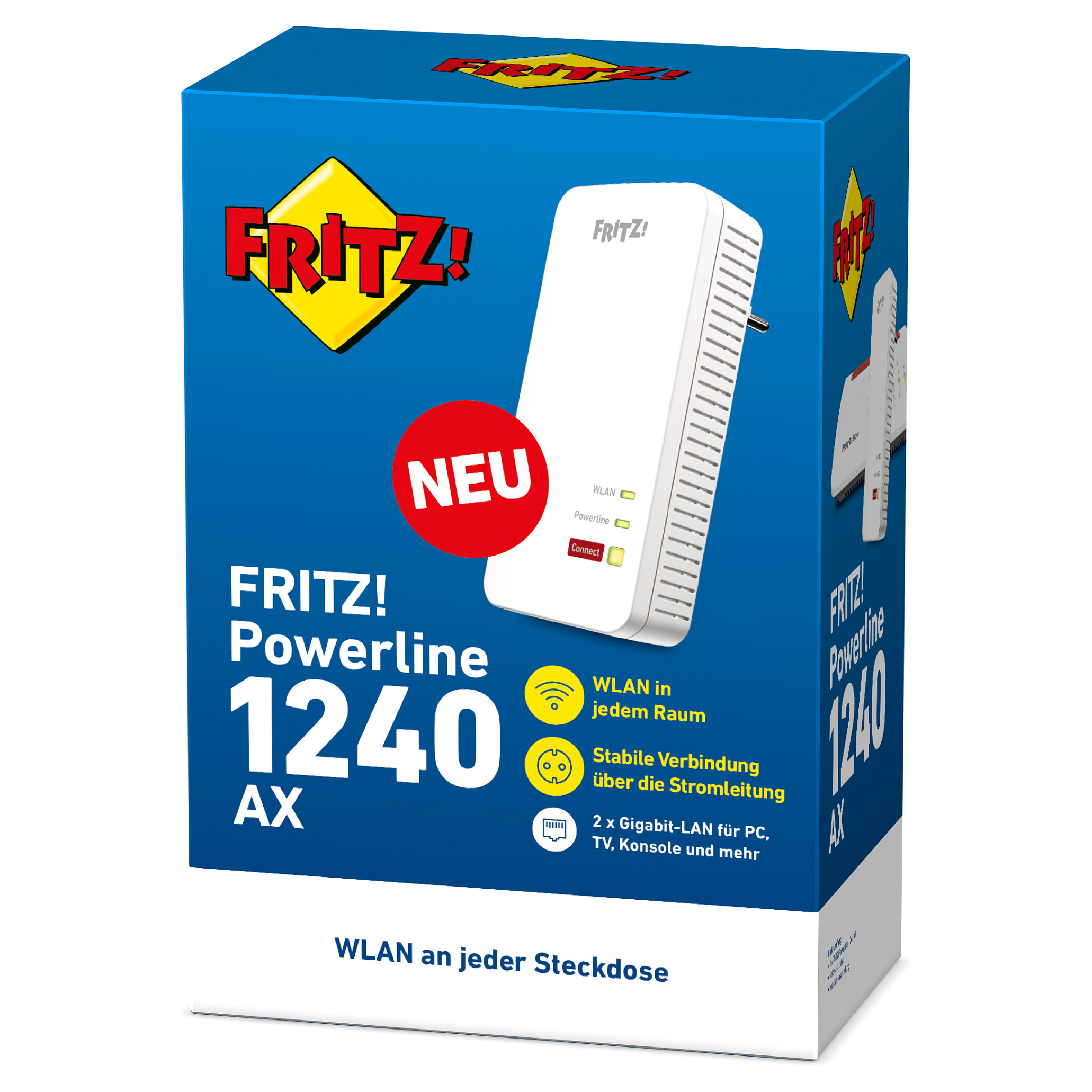 Powerline AVM FRITZ! Powerline 1240 AX (10 Mbit/s, 1000 Mbit/s, 1200 Mbit/s, Wi-Fi 6, 2 RJ-45 portova, HomePlug AV2)-2