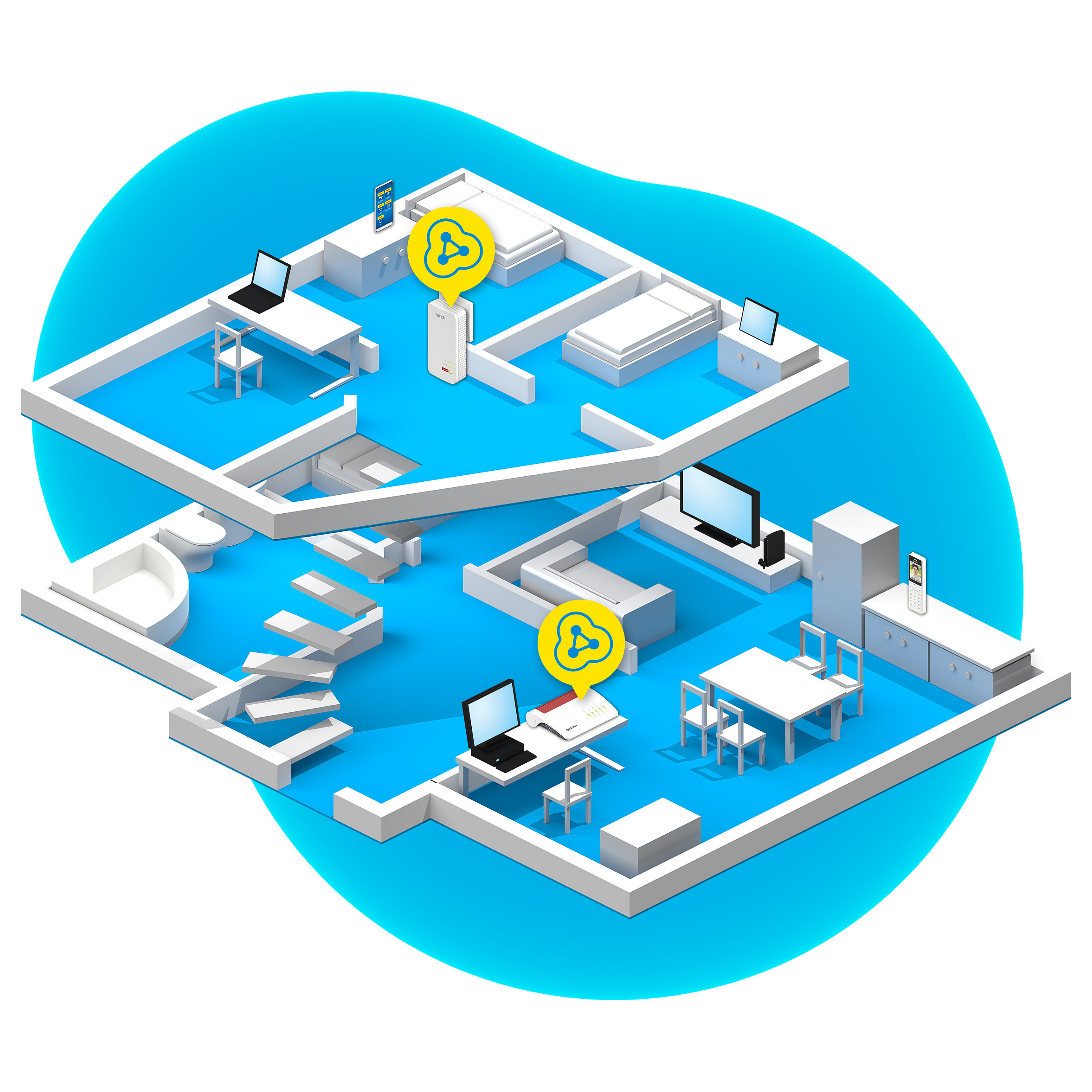Powerline AVM FRITZ! Powerline 1240 AX (10 Mbit/s, 1000 Mbit/s, 1200 Mbit/s, Wi-Fi 6, 2 RJ-45 portova, HomePlug AV2)-3