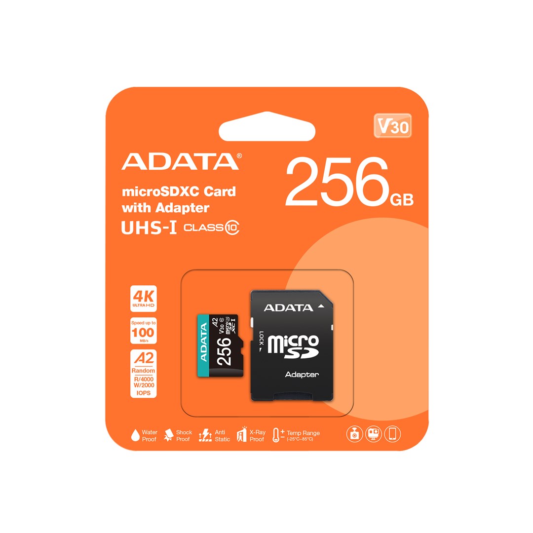 Memorijska kartica ADATA Premier Pro 256GB microSDXC (UHS-I U3, V30, A2, 100/80 MB/s, s adapterom)-0