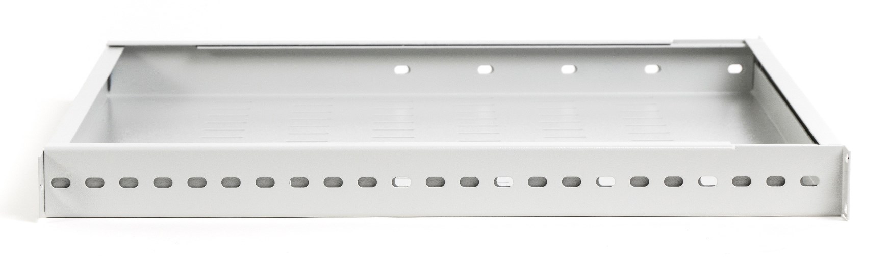 Podesiva polica 19" 1U, dubina 500-900 mm (Siva, nosivost 100kg, montaža na 4 točke, vijci uključeni u set)-2