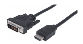 Manhattan HDMI to DVI-D 24+1 Cable, 1.8m, Male to Male, Black, Equivalent to HDMIDVIMM6, Dual Link, Compatible with DVD-D, Lifetime Warranty, Polybag-0