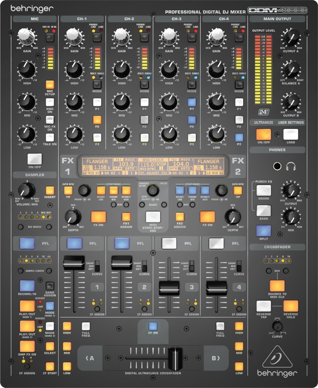 Digitalni DJ mikser BEHRINGER DDM4000 (4-kanalni, s efektima)-1