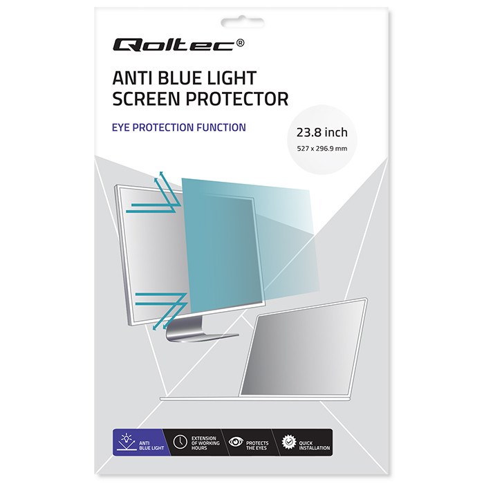 Qoltec Blue Light Filter 23.8" | 16:9 | Eye Care | Anti Glare | Matte | per monitor-2