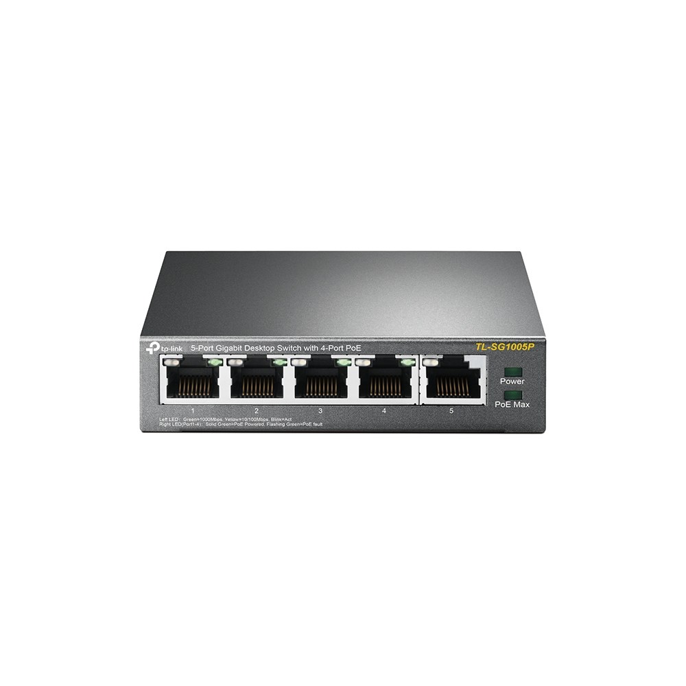 Switch TP-LINK TL-SG1005P Network Links Unmanaged Gigabit Ethernet Power over Ethernet (PoE) Crna