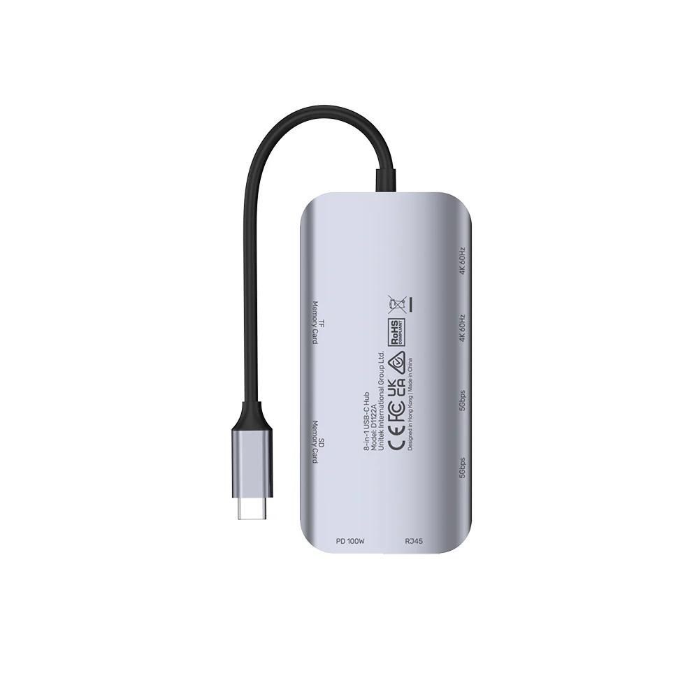 Aktivni USB-C hub UNITEK (2x HDMI, SD, 4K, RJ45, PD 100W)-3