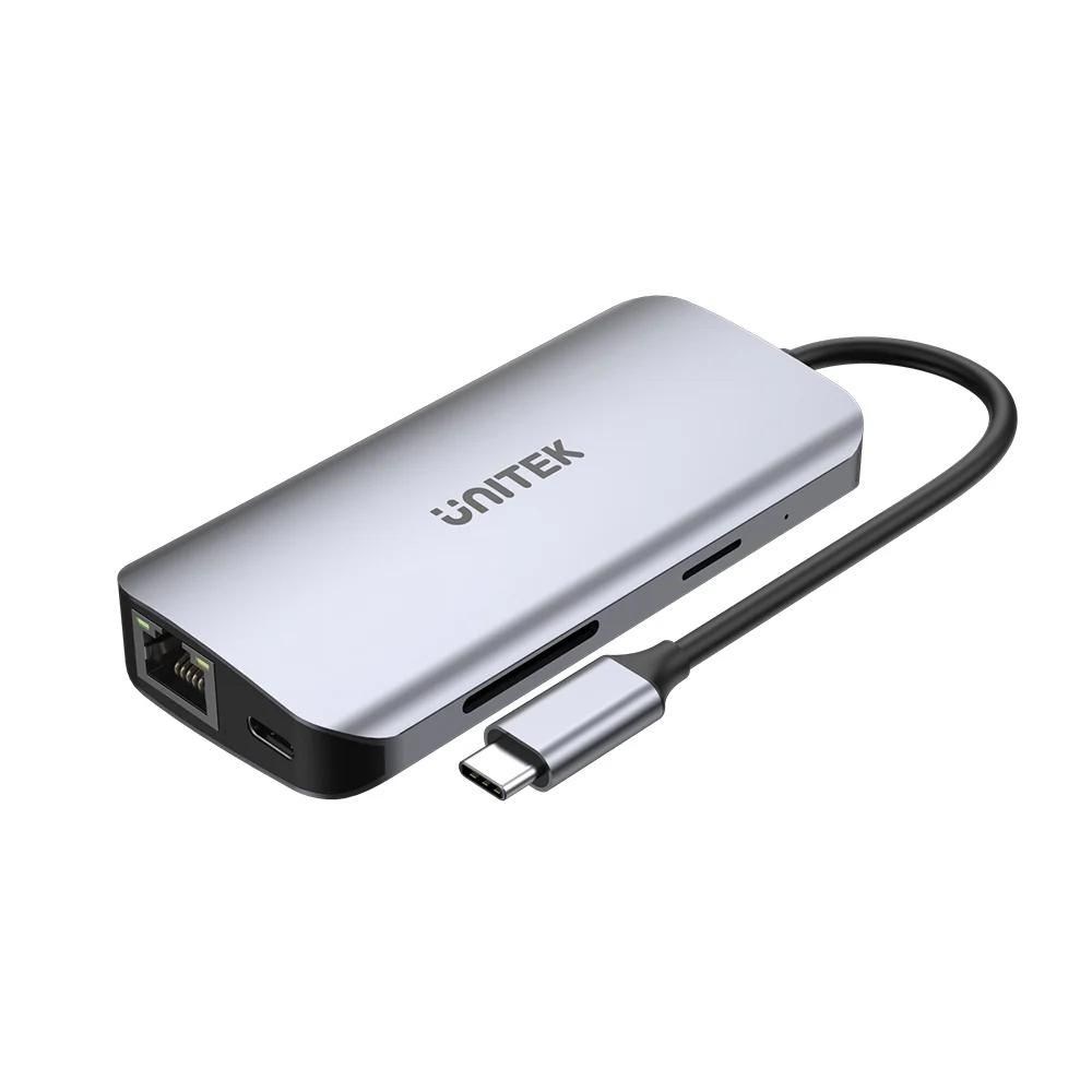 Aktivni USB-C hub UNITEK (2x HDMI, SD, 4K, RJ45, PD 100W)-1