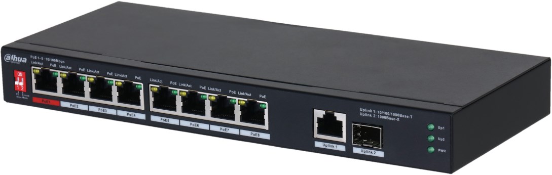 Mrežni switch DAHUA PFS3110-8ET1GT1GF-96 (8x PoE + 1x GbE + 1x SFP, 96W, Unmanaged)-0