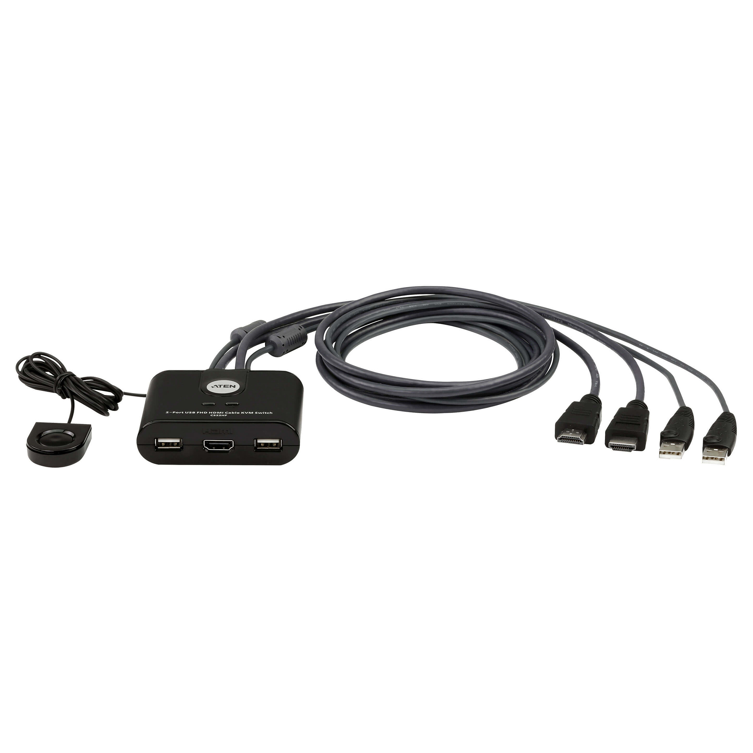 Kvm prekidač s HDMI kabelom ATEN CS22HF (2-Port USB, FHD)