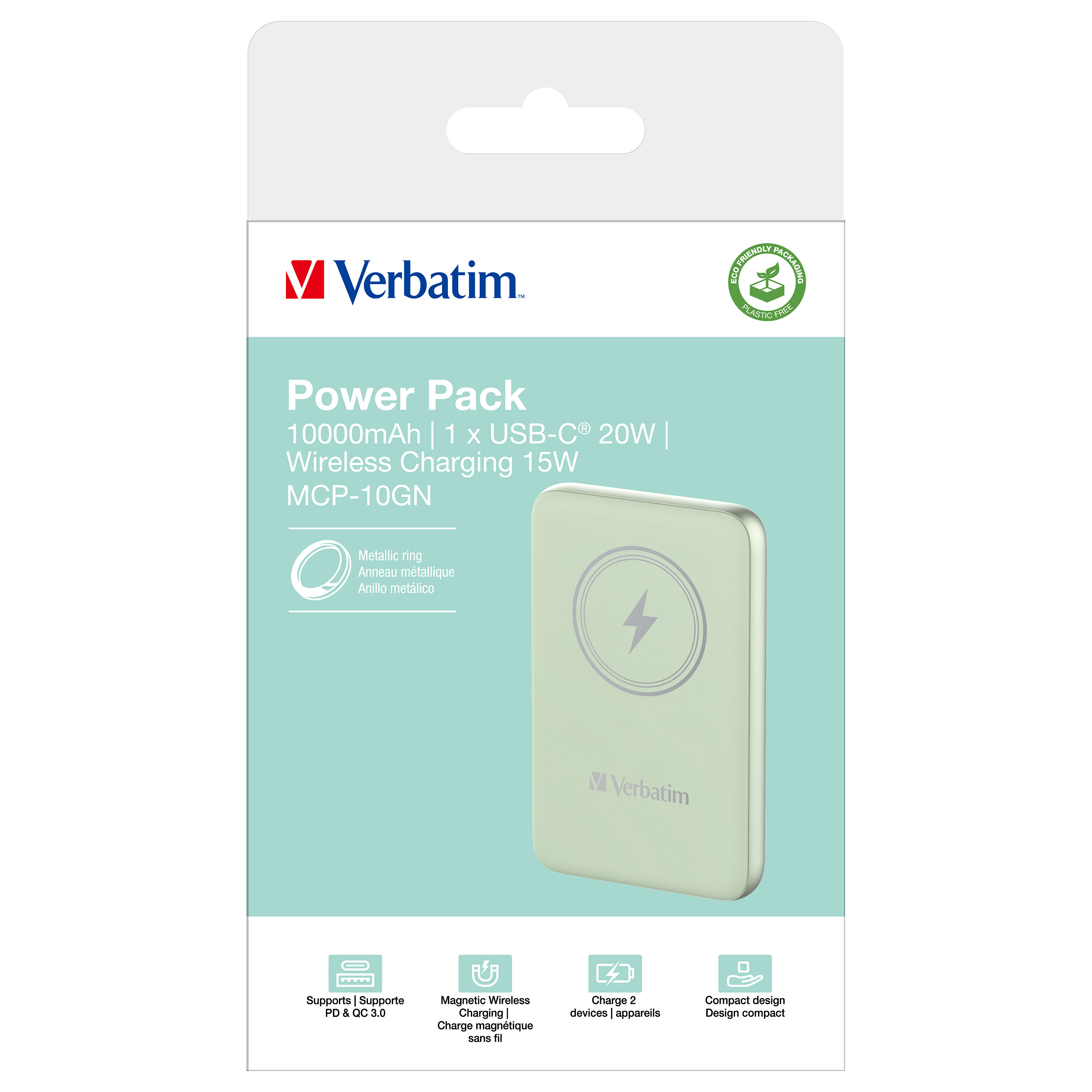 Prijenosna baterija VERBATIM Charge'n'Go Magnetic Wireless Power Bank 10000 mAh Green (20W PD, 15W MagSafe)-3